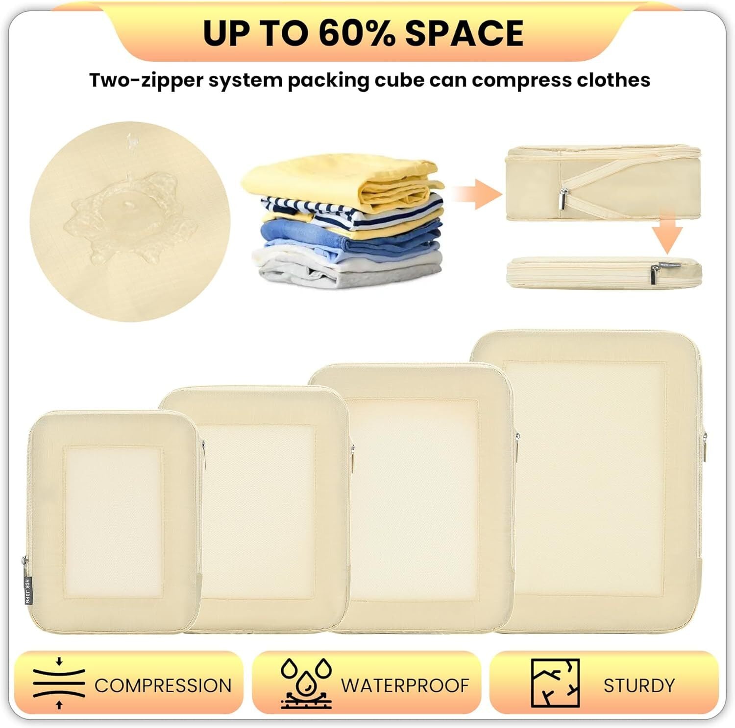 4 Set Compression Packing Cubes Travel for Suitcases,Comp