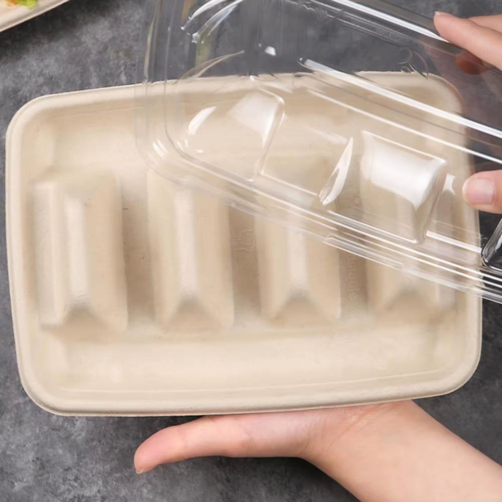 10Pcs Disposable Taco Holders Tray Holder with Dividers Eco-Friendly Taco Plates Packaging Box Event Taco Bar Serving Set