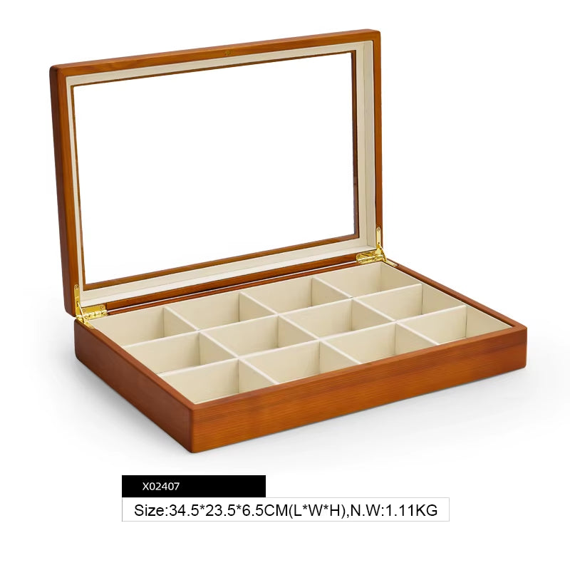 Wooden Jewelry Box Retro Jewelry Display Ring Necklace Earring Bracelet Box Multi Jewelry Storage Organizer Display Case