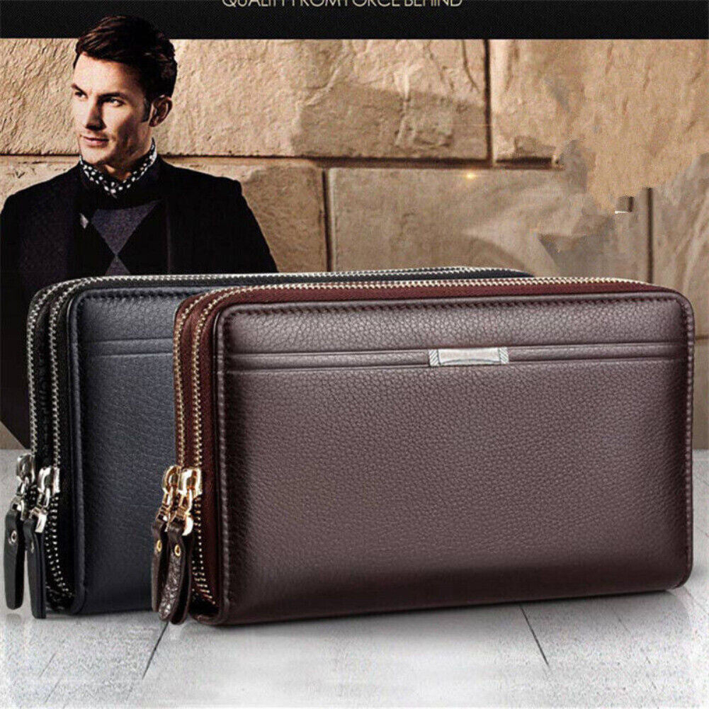 Men'S Leather Wallet Business Clutch Handbag Wallet Purse Mobile Phone Bag USA