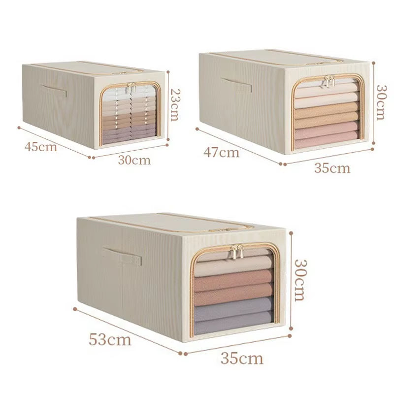 Large Capacity Clothes Storage Box Wardrobe Organizer Folding Clothing Organizer with Metal Frame Closet Jeans Storage Box