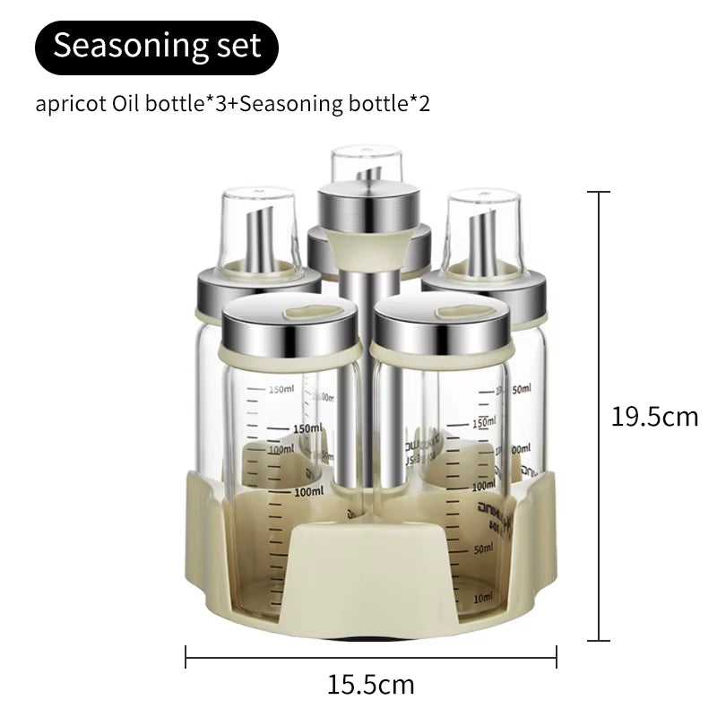 Rotating Seasoning Bottle Set, Kitchen Storage Bottle, Spice Jar Rack, Olive Oil Bottle Set, Pepper Bottle Set, Salt Bottle Set