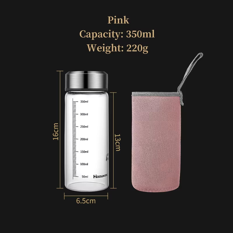 Portable Glass Water Bottle Hot Milk Bottle Graduated Cup with Lid Refrigerated Milk Tea Cup Outdoor Sports Water Bottle