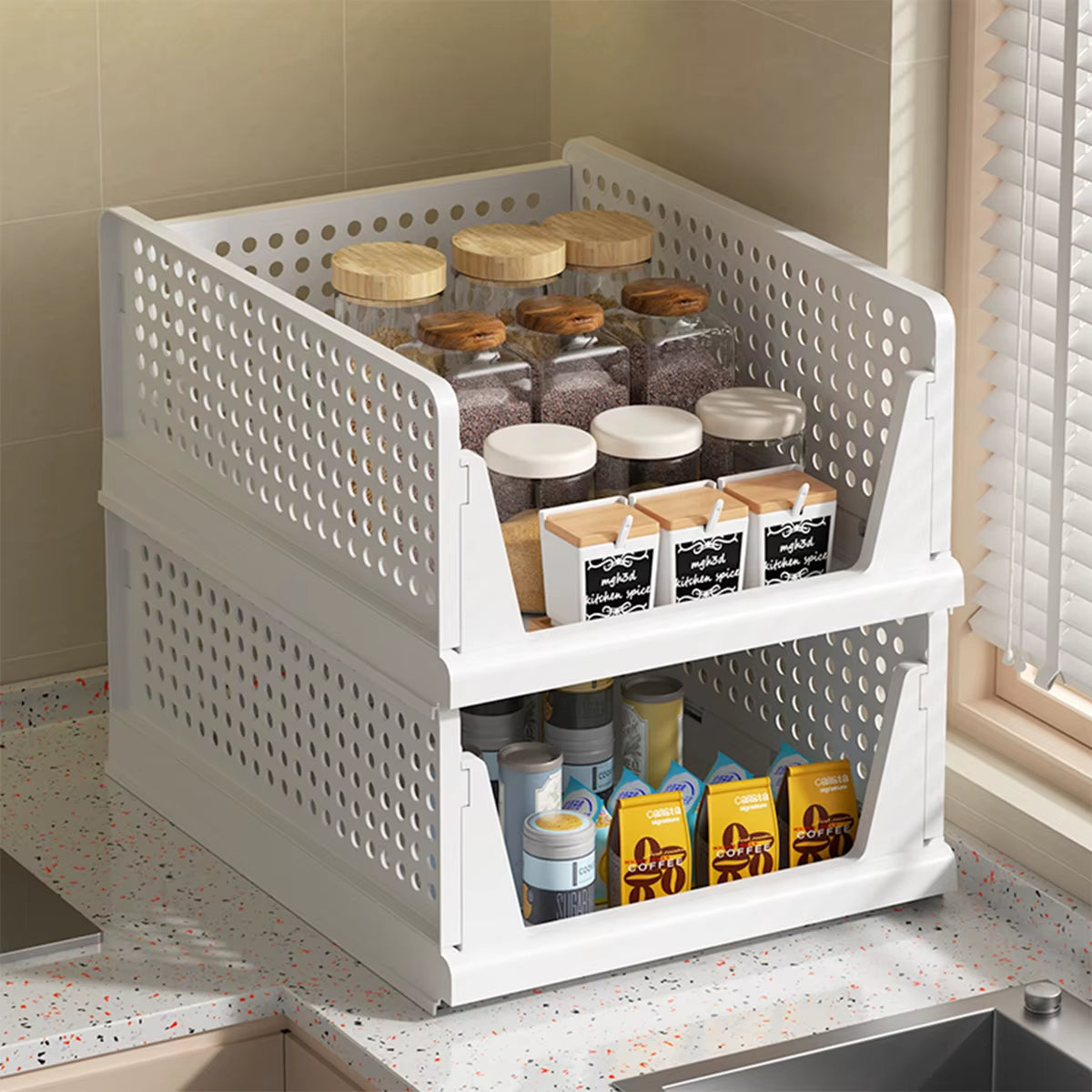 Stackable Storage Basket Plastic Folding Closet Organizers Storage Box Wardrobe Drawer Units Layered Partition Storage Rack
