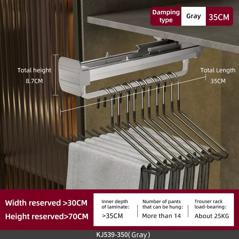 Top Mount Wardrobe Hanger Pulling Out Hangers Extendable Clothes Rail Adjustable Wardrobe Telescopic Rail Rack Trouser Organiser