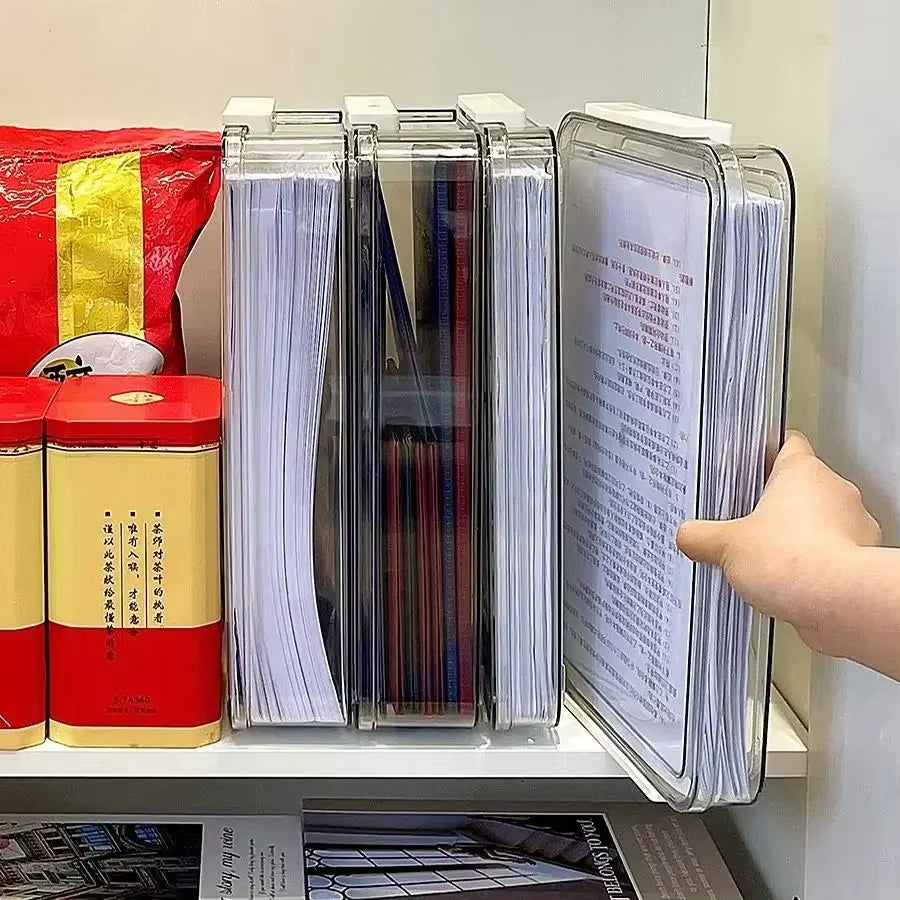 Transparent Acrylic New Desktop Paper Storage Box A4 File Document Exam Paper Organizer Household Dust Proof Card Holder Case