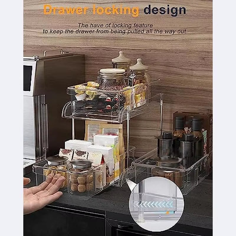 Under the Sink Organizer 2 Tier Pull Out Cabinet Drawer Medicine Cabinet Organizer Pull Out Kitchen Cabinet Organizer Cabinet