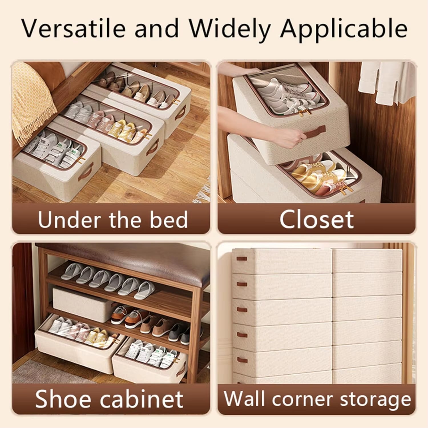 Shoe Organizer for Closet Storage Bins Hat Organizer under Bed Storage Containers Foldable Stackable Storage for Storing Clothes