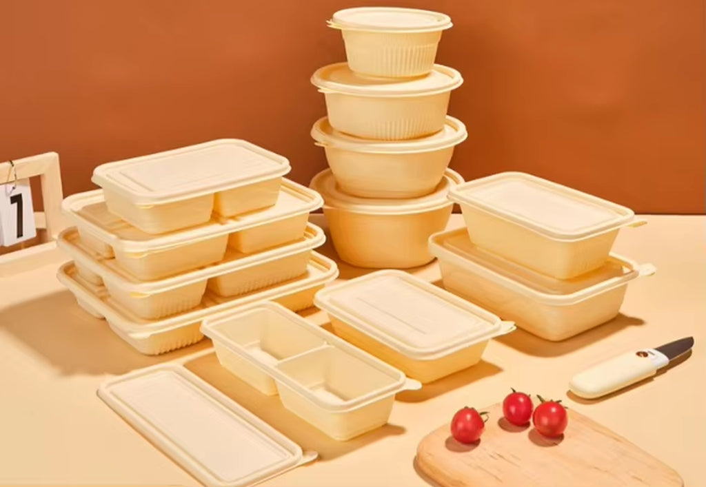 Eco-Friendly Biodegradable Cornstarch Pulp Take Out Food Containers Lunch Salad Meal Storage Boxes