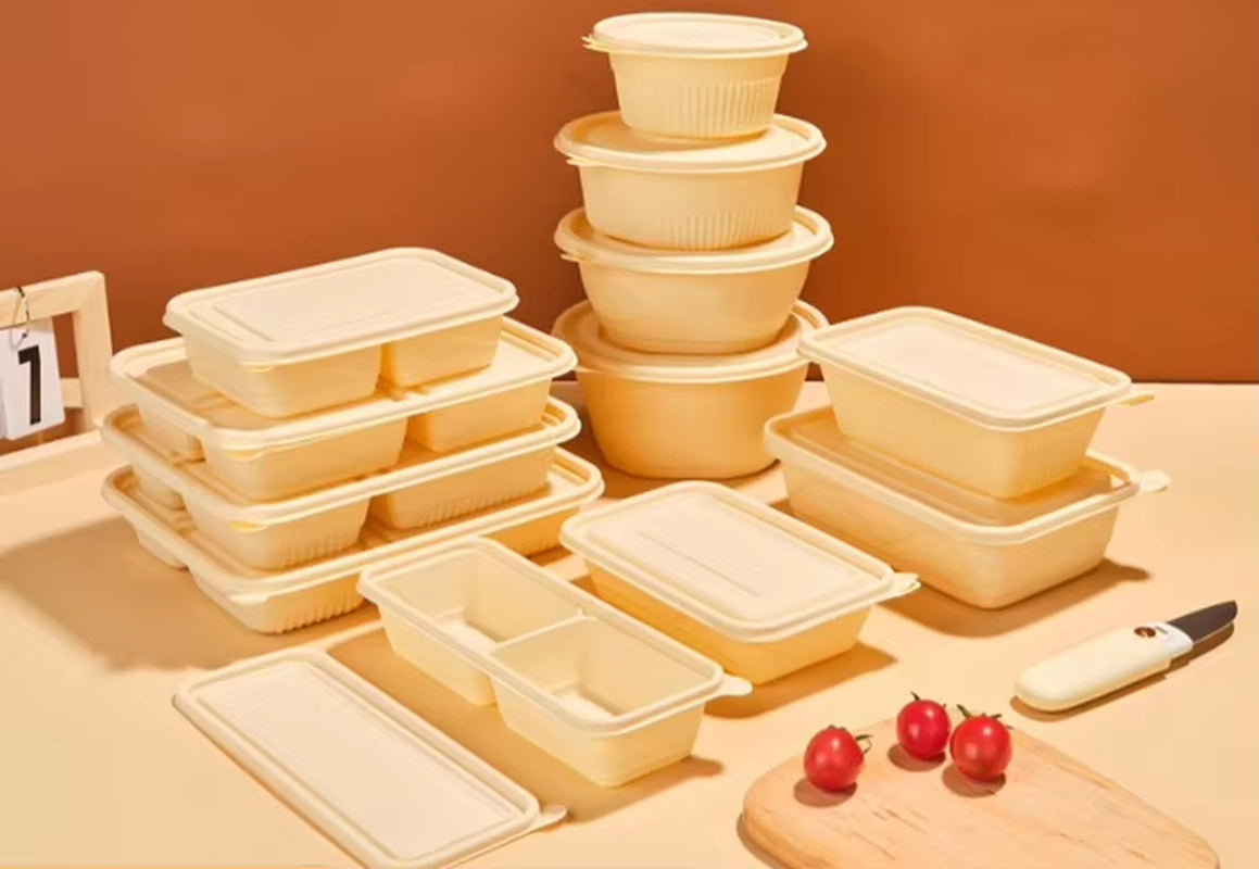 Eco-Friendly Biodegradable Cornstarch Pulp Take Out Food Containers Lunch Salad Meal Storage Boxes