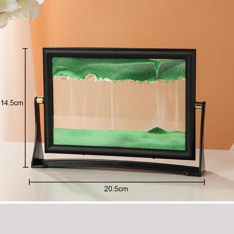 Rotatable Sandscape Moving Sand Art Picture Square Glass 3D in Motion Quicksand Hourglass Creative Flowing Sand Home Decor Gifts