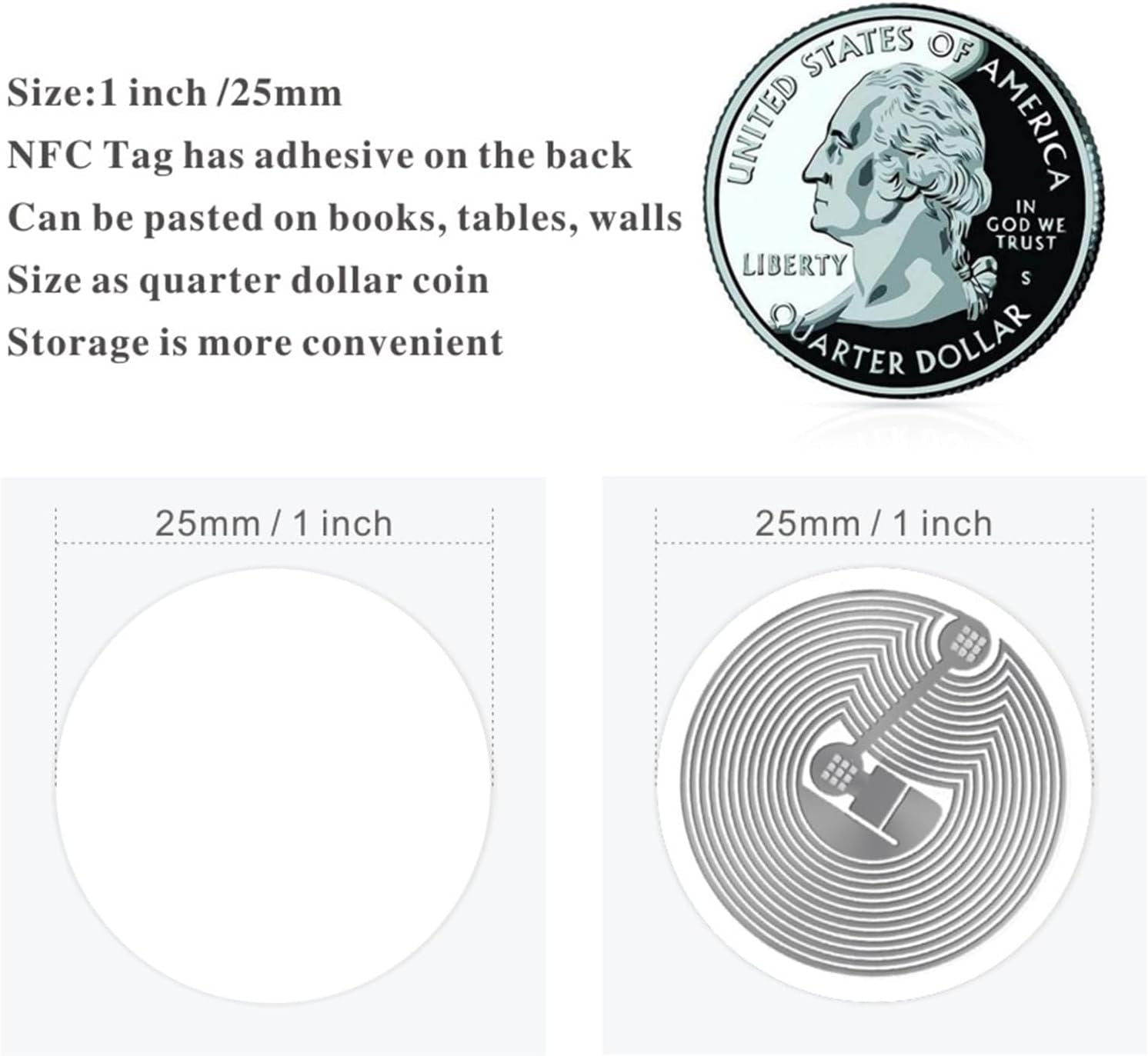55Pcs NTAG216 NFC Tags 216 NFC Stickers NFC216 NFC Tags Stickers Programmable NFC Sticker NFC Tag 888 Bytes Compatible with All NFC Enabled Smartphones and Devices