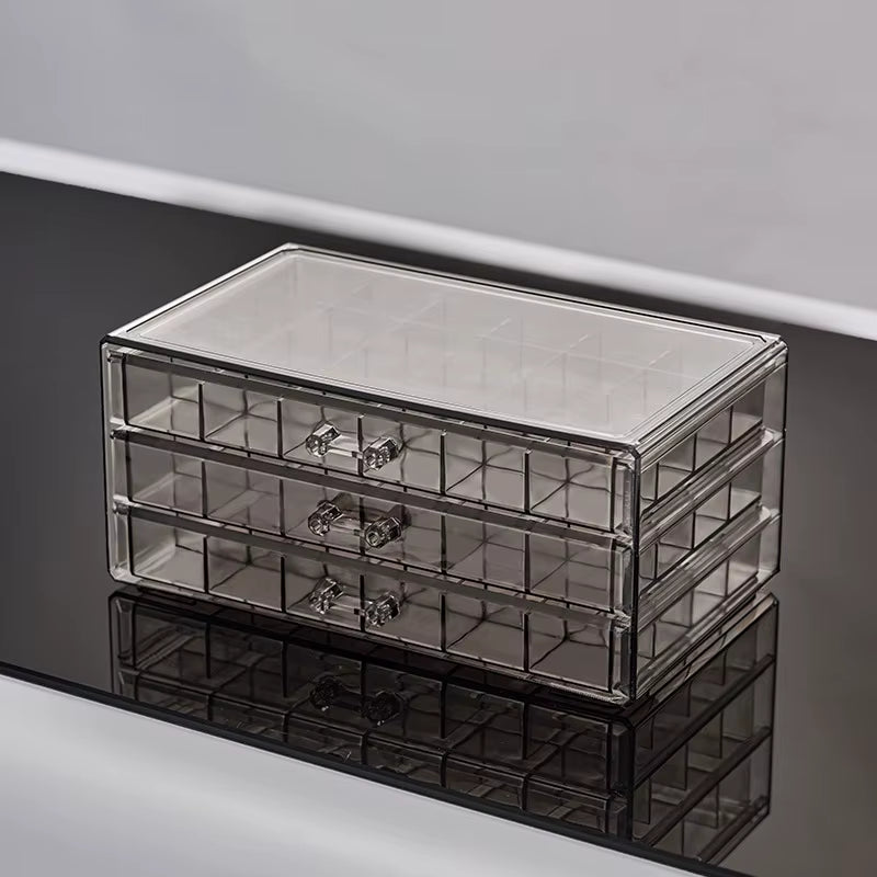 Acrylic Jewelry Organizers and Storage Box with 3 Drawers, Clear Jewelry Box for Women, Earring Organizer for Ring Necklace