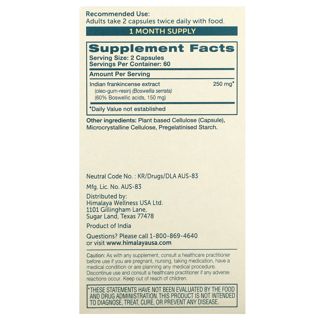 Boswellia, Joint Support for Mobility and Flexibility, 120 Capsules, 1 Month Supply