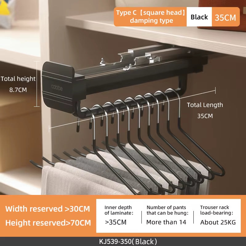 Top Mount Wardrobe Hanger Pulling Out Hangers Extendable Clothes Rail Adjustable Wardrobe Telescopic Rail Rack Trouser Organiser