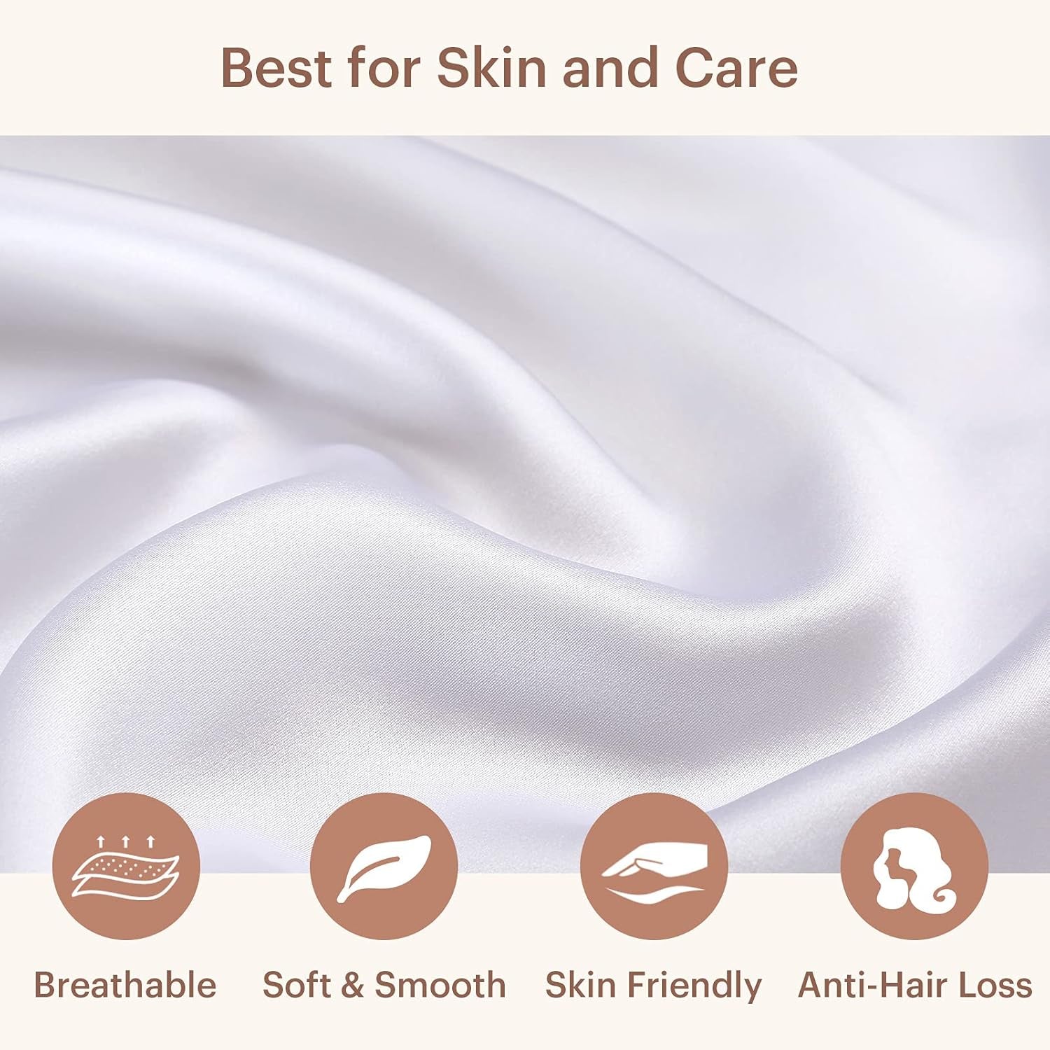 Silk Pillowcase for Hair and Skin Standard-100% Mulberry Silk 19 Momme Both Sides Silk Bed Pillow Cover with Hidden Zipper, 1 Pc (Standard Size 20''X26'', White)