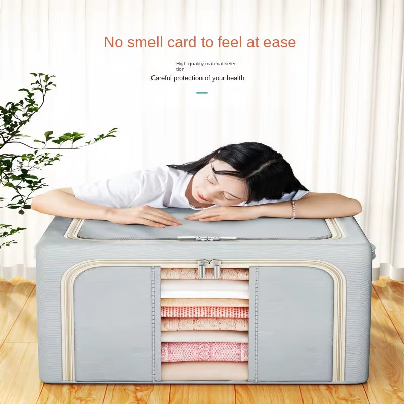 Clothing Storage Box - Household Large Capacity Quilt Storage Cabinet, Foldable - Steel Frame Support - Waterproof Oxford (60Cm)