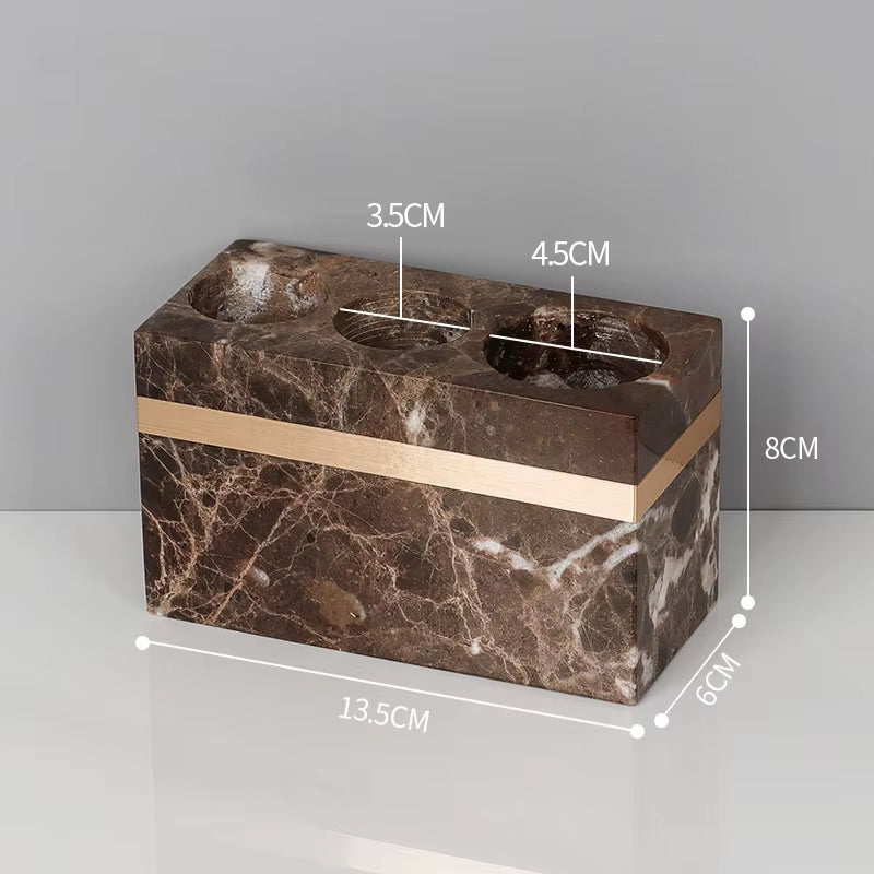 Emperador Dark Natural Marble Bathroom Set Luxury Stone Toothbrush Holder Tooth Mug Soap Dispenser Bathroom Accessories