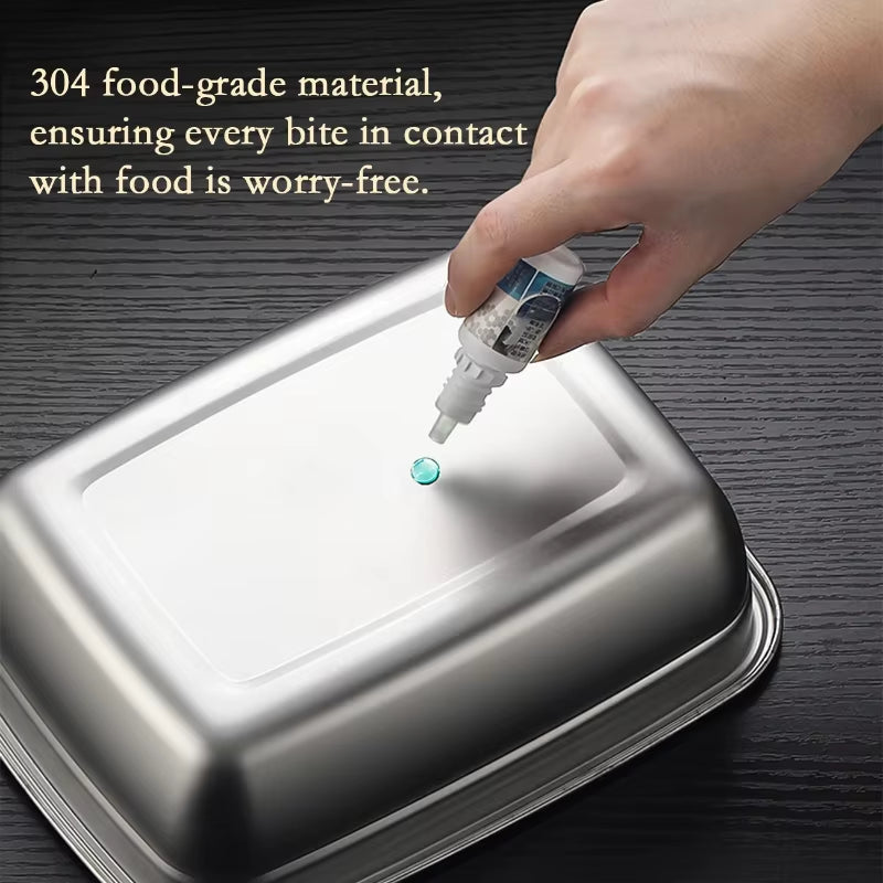 High Quality 304 Stainless Steel Food Storage Container Set, Stackable Lunch Box, Transparent Lid, Home Kitchen, School Office