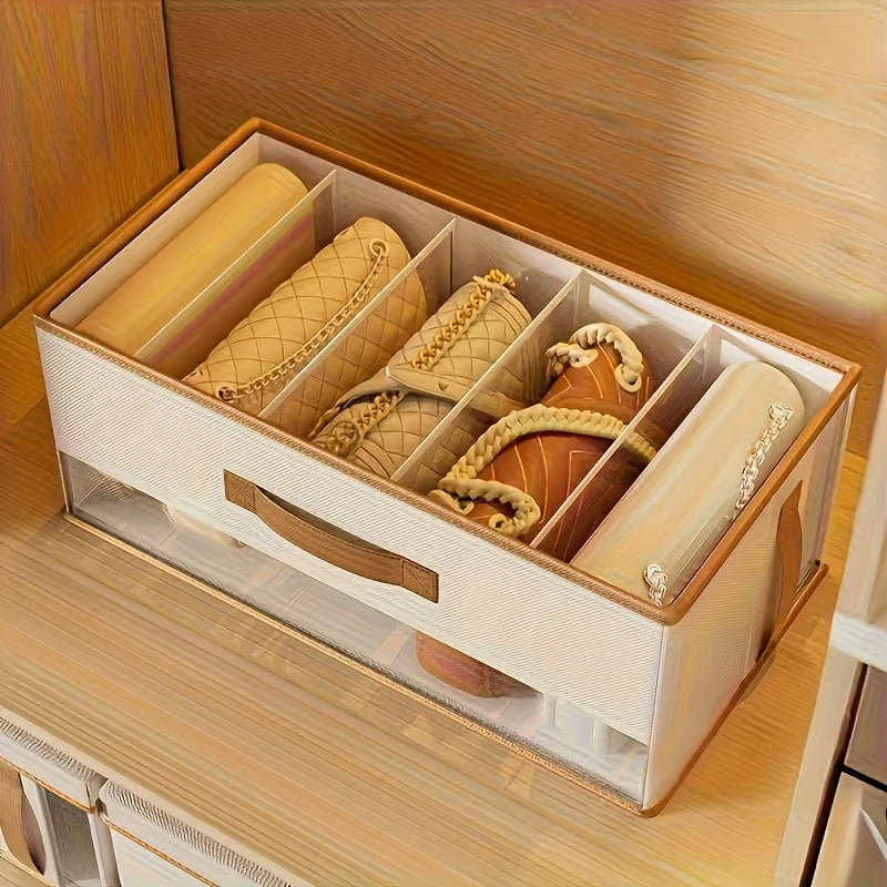 Large Capacity Handbag Organizer Box Multi-Purpose Open Top Storage Box Wardrobe Clothes Pants Storage Bins with Dividers