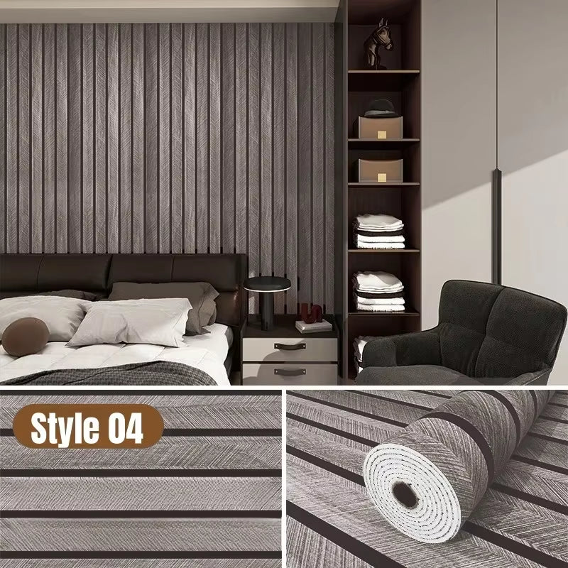 Thick Wood Grain Self-Adhesive Wall Sticker Waterproof for Home Decortion Peel and Stick Foam Wallpaper Bedroom Living Room