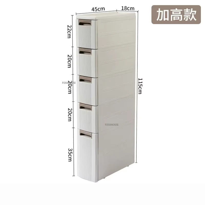 Modern Floor Drawer Type Cabinet Bathroom Storage Cabinet Plastic Narrow Multi-Layer Toilet Corner Large Capacity Storage Shelf