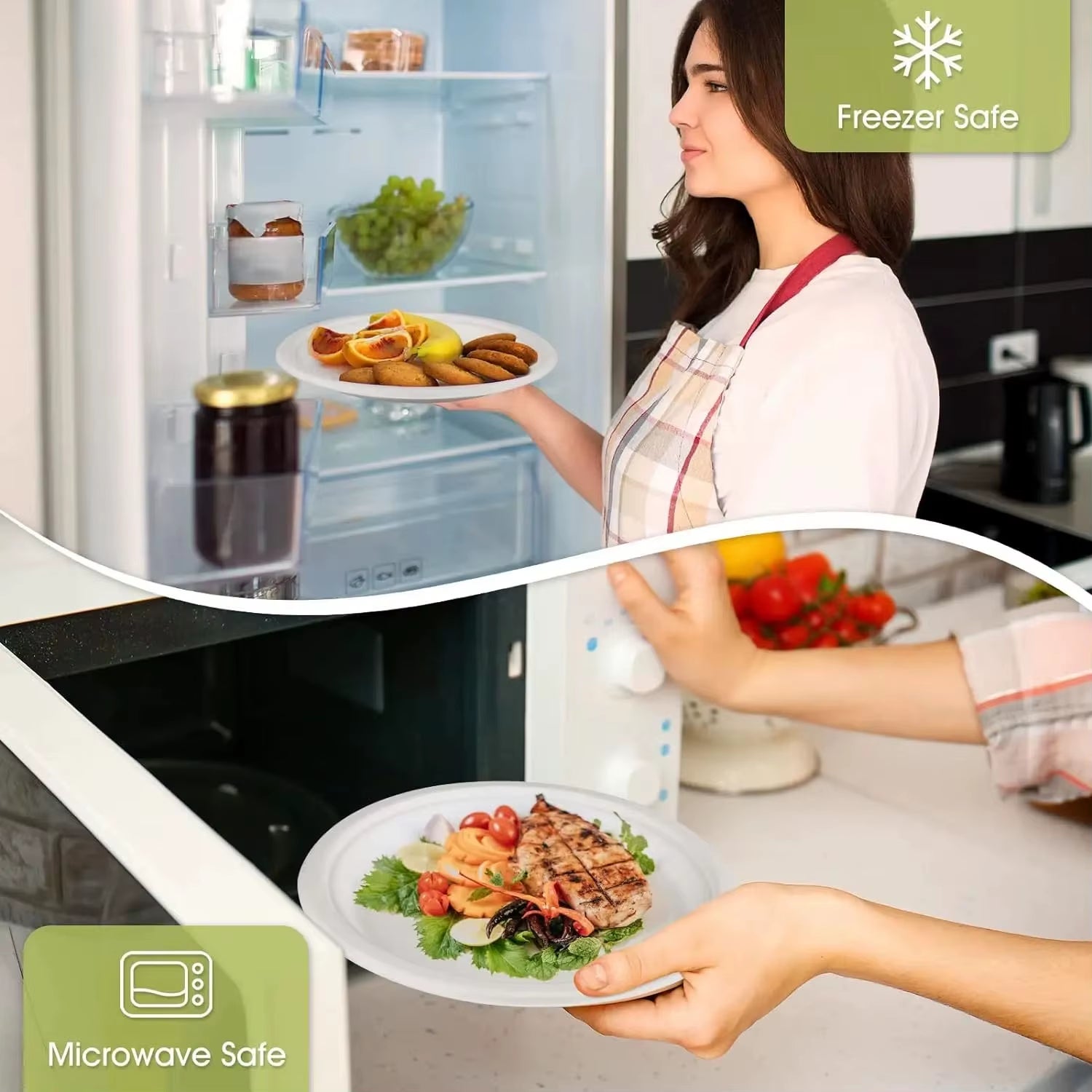 40Pcs Compostable Paper Plates with Cutlery Set,Disposable Biodegradable Utensil Eco-Friendly Dinnerware Includes Plates,Cutlery