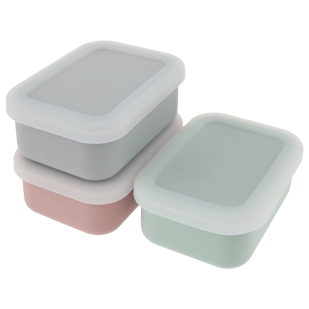3Pcs Kids Silicone Food Storage Containers Leakproof Silicone Lunch Box Bento Box BPA Free Kitchen Pantry Dishwasher Safe