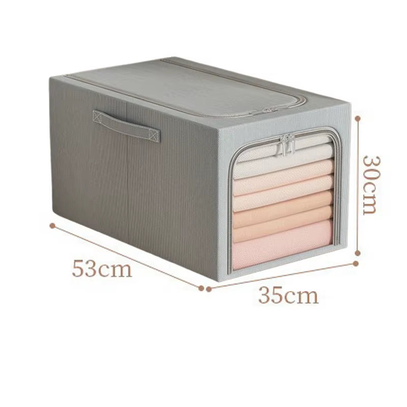 Large Capacity Clothes Storage Box Wardrobe Organizer Folding Clothing Organizer with Metal Frame Closet Jeans Storage Box