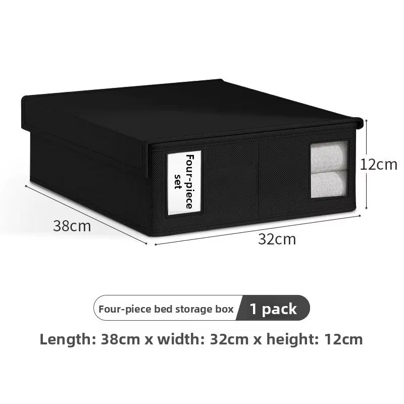 Foldable Non-Woven Fabric Clothing Storage Box with Cover and Visual Window for Home Use Wardrobe Bed Sheet Organizer Box