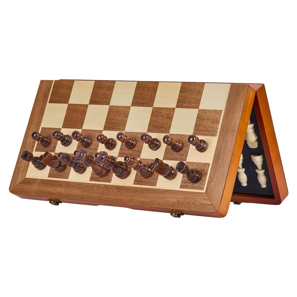 2 Queens Portable Travel Gift Chess Set for Tournament Professional Beginner 15 Inch 2-IN-1 Chess Checkers Game Set,