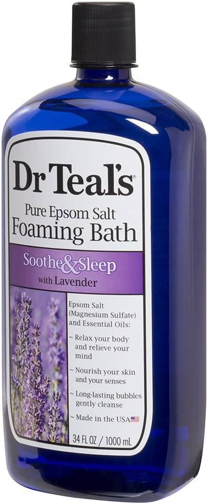 Foaming Bath Variety Gift Set (2 Pack, 34Oz Ea.) - Soothe & Sleep Lavender & Relax & Relief Eucalyptus & Spearmint - Pure Epsom Salt & Essential Oils Alleviate Stress & Clear the Mind