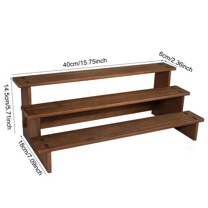 2/3/4/5 Layers Vintage Wood Display Stand Bracelet Hairpins Ring Jewelry Storage Rack Multifunctional Desktop Sundries Organzier