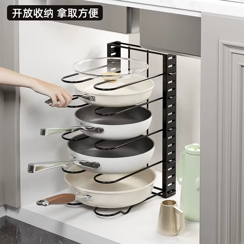 Adjustable Pot Rack Organizer Kitchen Storage Shelf Multi-Layer Household Sink Cabinet Pot Lid Holder Bowl Shelf Storage Rack
