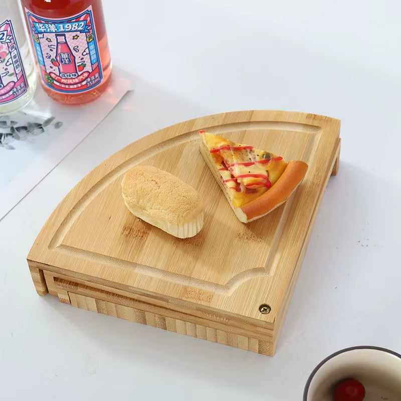 Bamboo Cheese Board Set round Rotatable Cheese Board Vegetable Board with Knife Steak Bread Fruit Snack Plate
