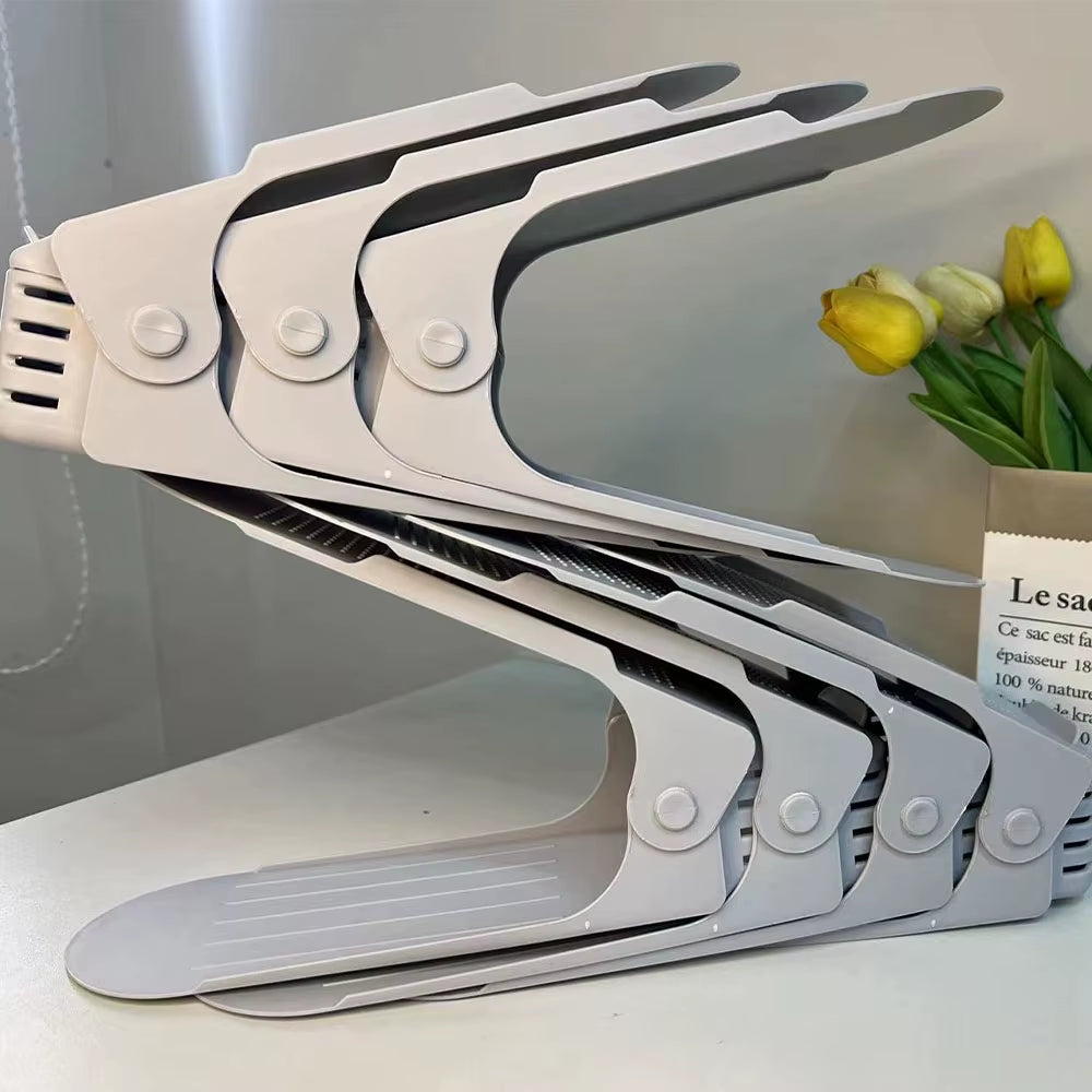 7/100 Pcs Modern Shoe Rack Shoe Storage Rack Double-Layer Integrated Adjustable Plastic Shoe Rack for Home Living Room