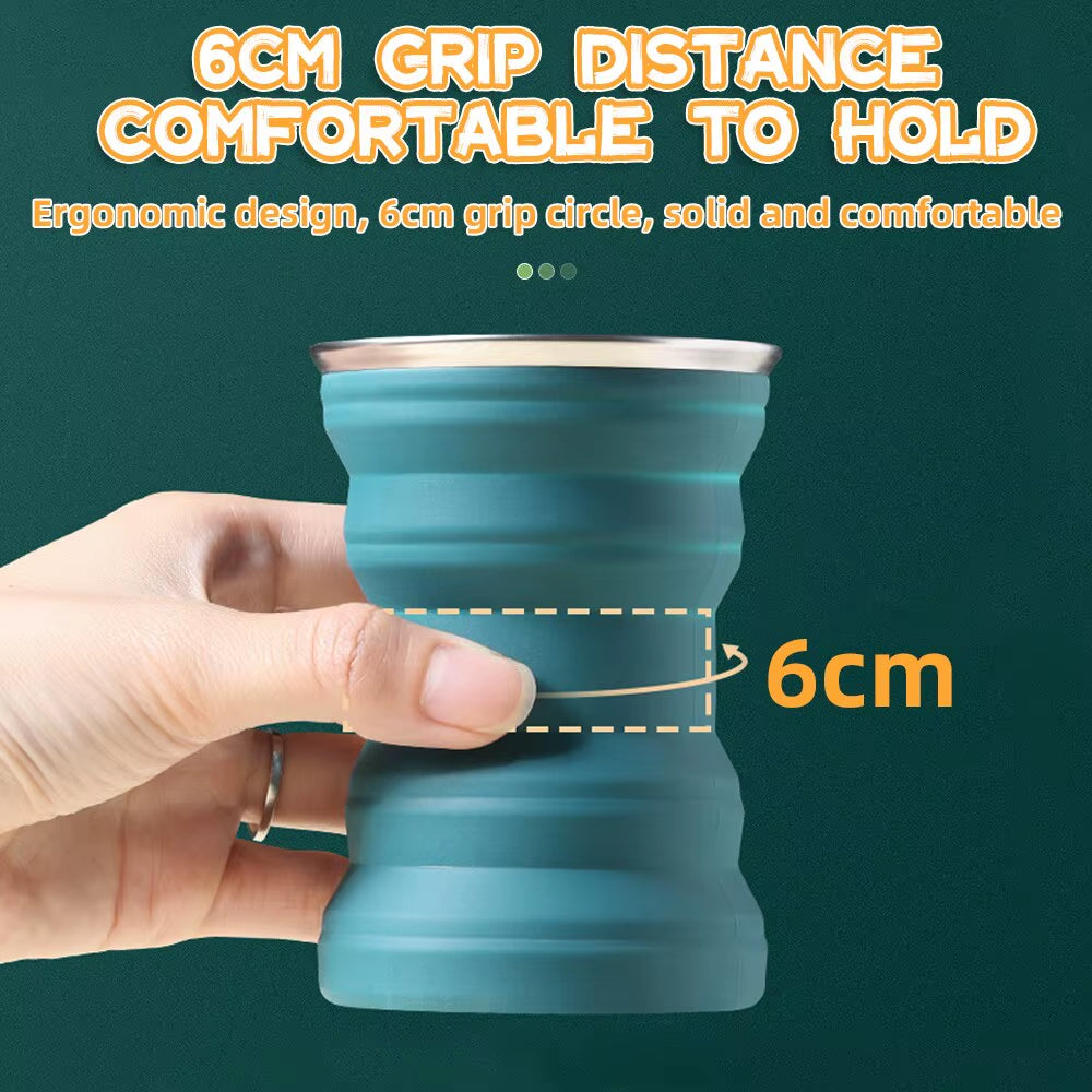 Portable Silicone Foldable Cup with Lanyard Heat Resistant Collapsible Cups Lid Folding Storage Travel Mug for Hot Water
