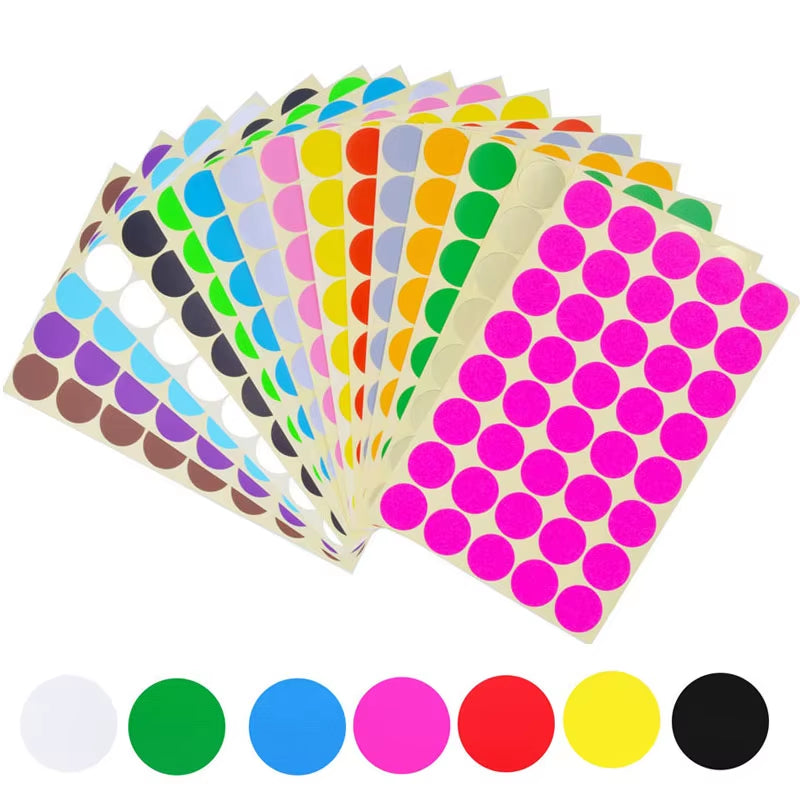 Round Stickers in 10 Assorted Colors Colored Sticker Dots Coding Circle Dot Labels Diameter 6Mm 8Mm 10Mm 13Mm 19Mm 25Mm