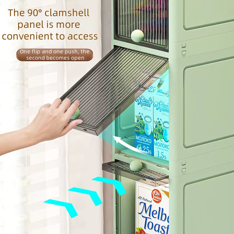 20Cm-Flip Lid Slit Storage Cabinet, Kitchen Slit Shelf, Bathroom Multi-Layer Plastic Snack Cabinet, Narrow-Edge Storage Cabinet