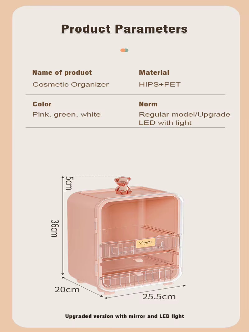 Cosmetic Organizer Large Capacity New Desktop Organizer Dust Lipstick Skincare Dressing Table Light Luxury Storage Racks