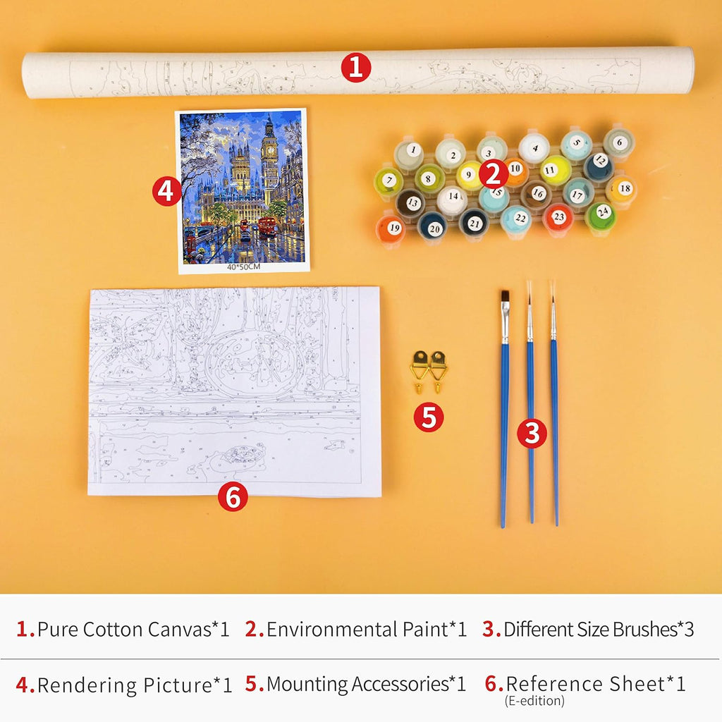 Adults Paint by Numbers Kit -  Big Ben DIY Painting by Numbers by Number Kits, London Street Paint by Numbers for Adults Beginner Kids, 16” X 20” Arts Craft for Home Wall Decor(Frameless)