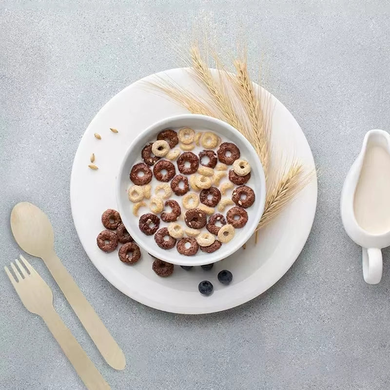 Disposable Wooden Cutlery 50/100PCS Pack 14Cm Fork Spoon Party Camping Picnic Wedding Travel Tableware Sets Kitchen Supplies ZYF