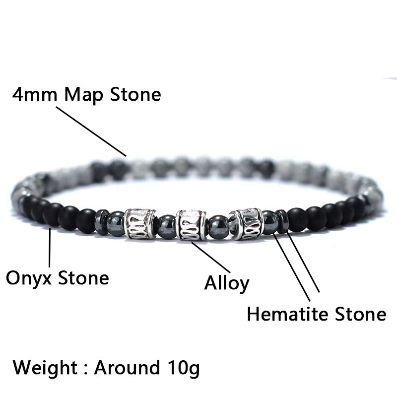 Men 4Mm Stone Bracelet Sanskrit Meditation Yoga Beaded Braclet Casual Jewelry Accessories Pulseira Masculina Gift for Him