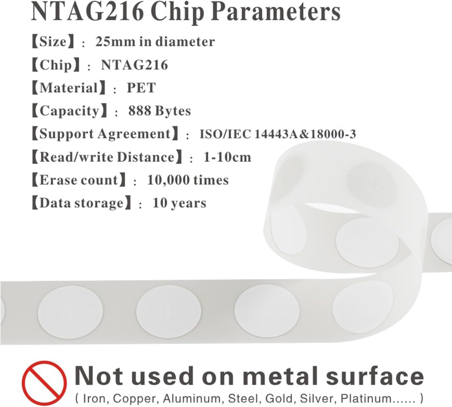 55Pcs NTAG216 NFC Tags 216 NFC Stickers NFC216 NFC Tags Stickers Programmable NFC Sticker NFC Tag 888 Bytes Compatible with All NFC Enabled Smartphones and Devices
