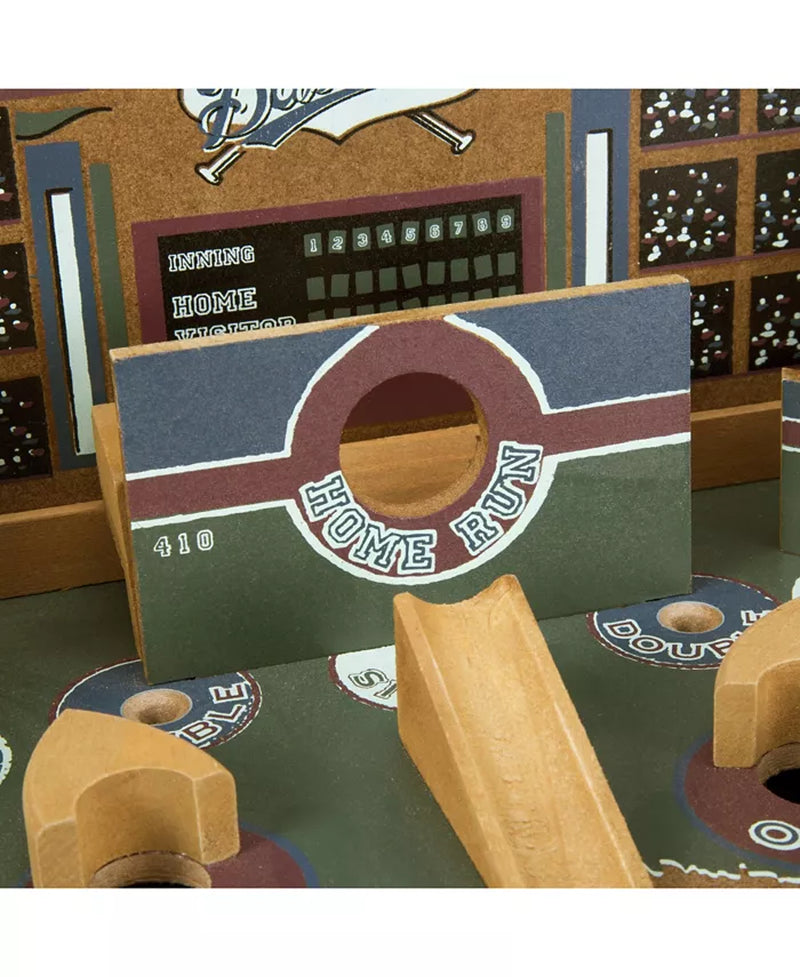 Hey Play Baseball Pinball Tabletop Skill Game - Classic Miniature Wooden Retro Sports Arcade Desktop Toy for Adult Collectors and Children