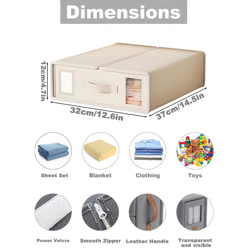 Bed Sheet Foldable Organiser Clothes, Comforter Organiser Large Capacity Zip-On Sheet Organiser for Sheets, Clothes,