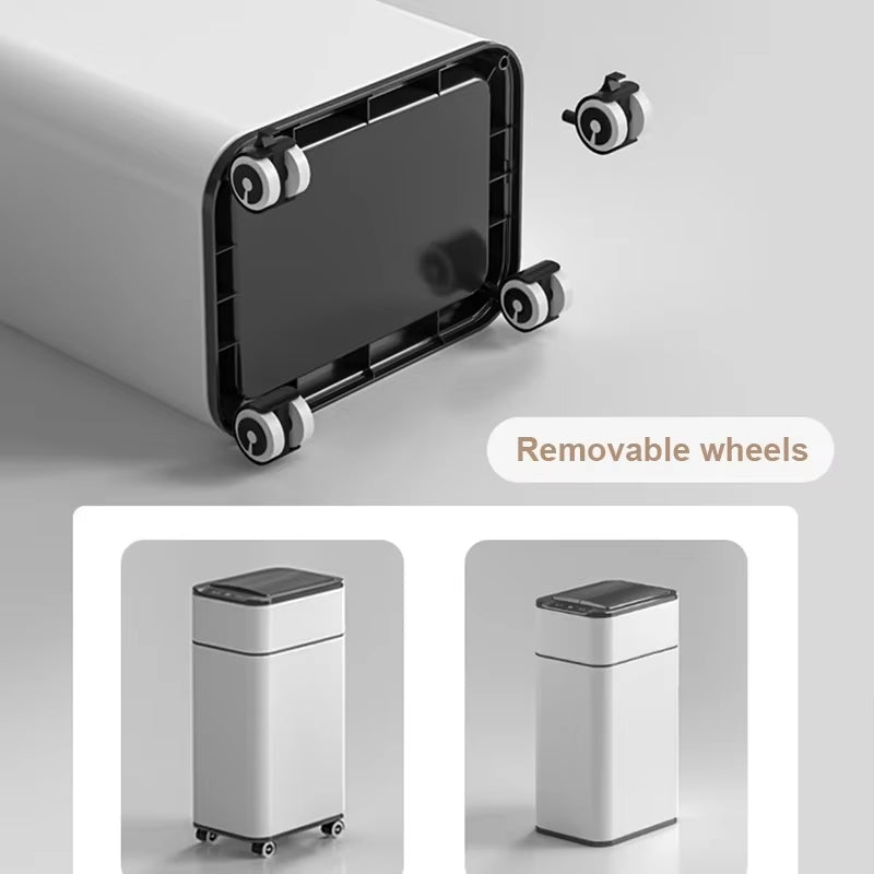 Smart Trash Can 20L Kitchen Two-Way Sensor Dustbin Wastebasket Automatic Bagging Trash Bin Stainless Home Rectangular Waste Bin