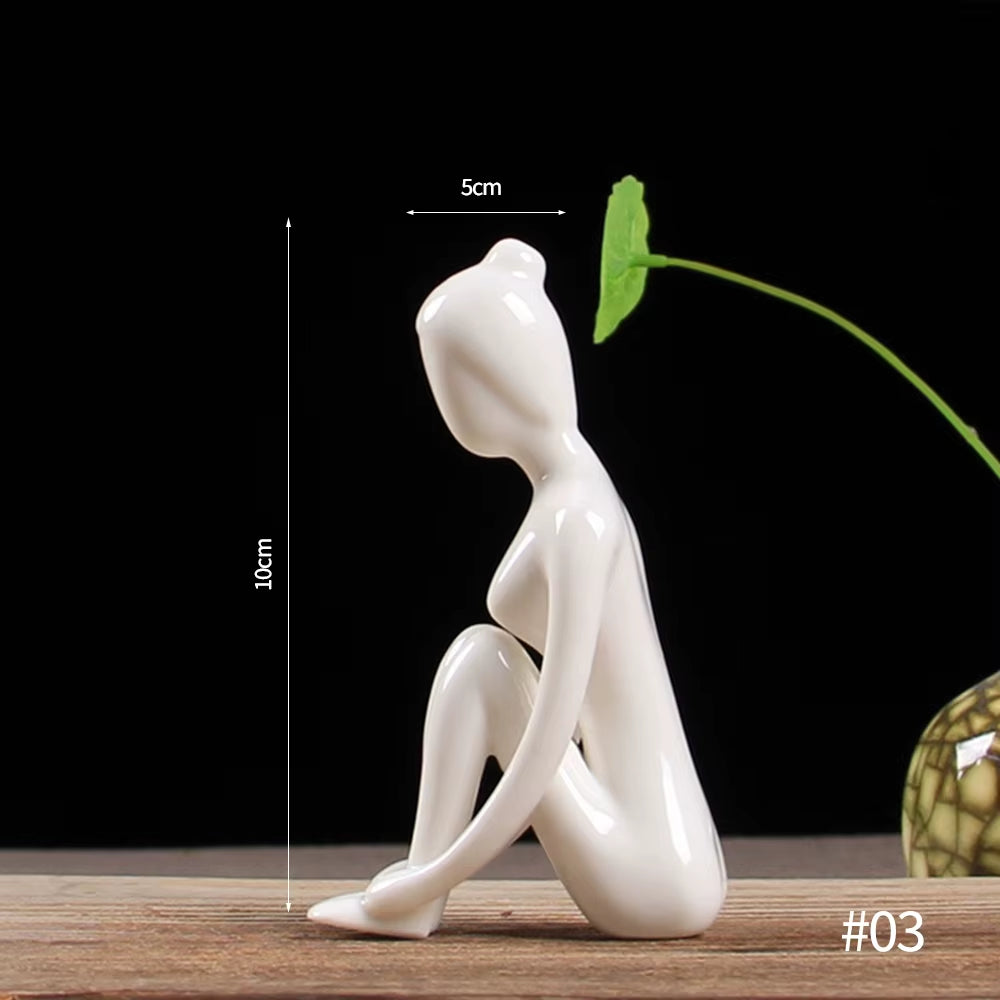 24 Styles Creative Abstract Art Ceramic Yoga Poses Sculptures Figurines Craft Yoga Lady Figure Studio Office Home Decor Ornament