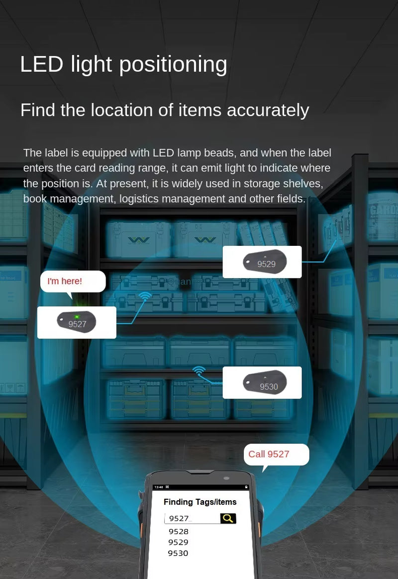 LED Indicator UHF RFID Tag 860-960Mhz 0-4M Read Range Ideal for Keychains, Asset Tracking, Books, Vehicles, Personal Item