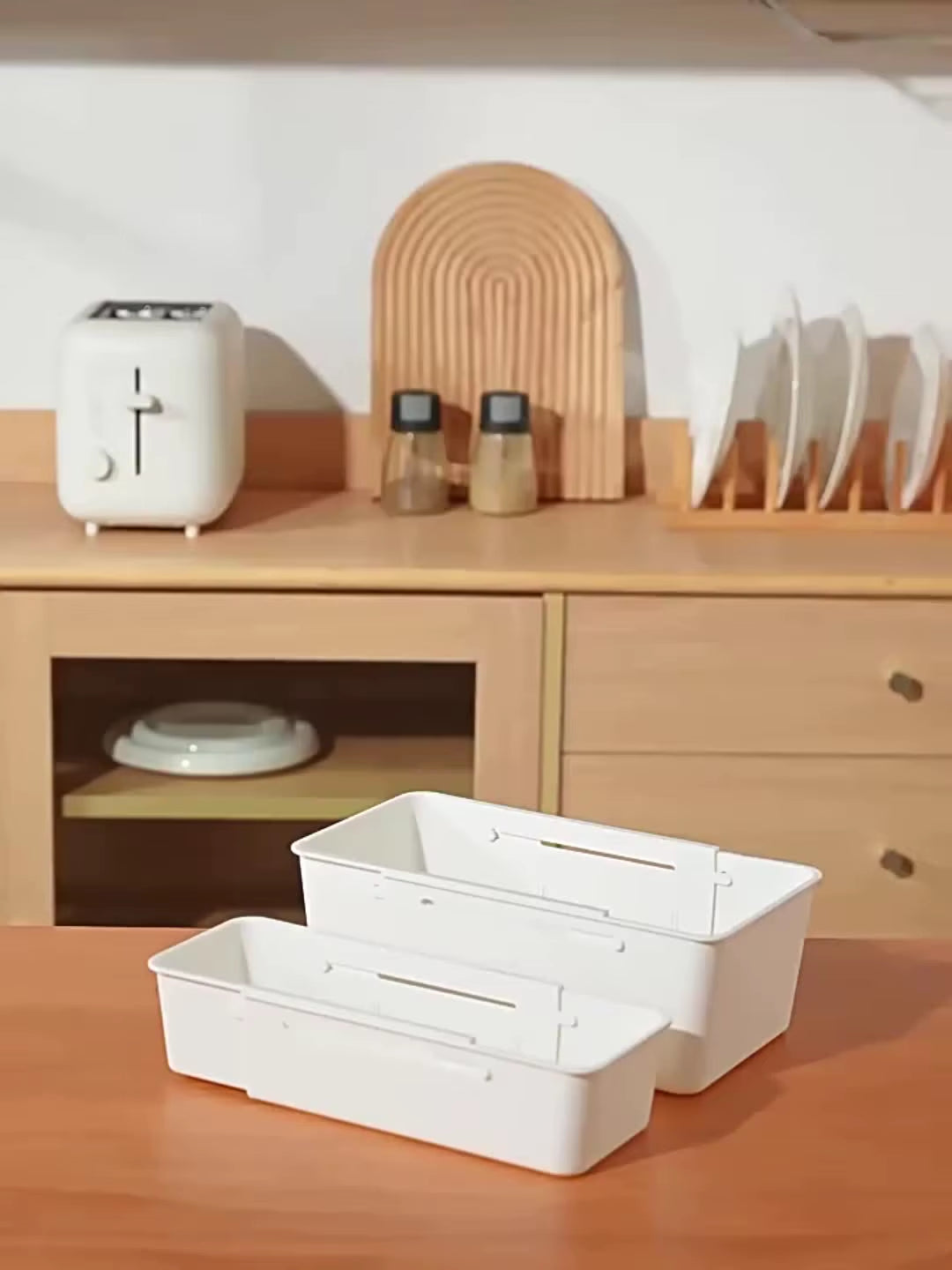 Compartment Storage Box Adjustable Functional Retractable Storage Box Home Storage Drawer with Divider Compartmentalized Design